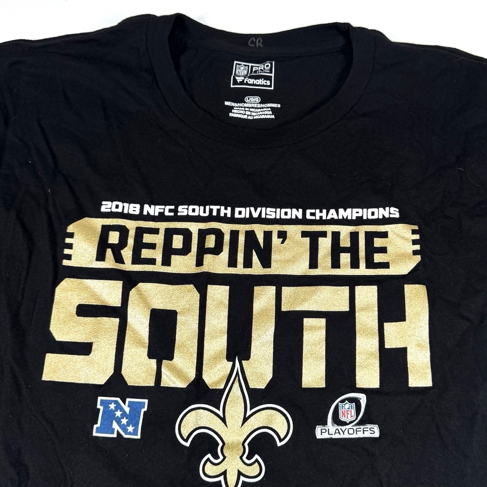 New Orleans Saints Fanatics Men's L Reppin The South 2018 NFC South Champs Tee